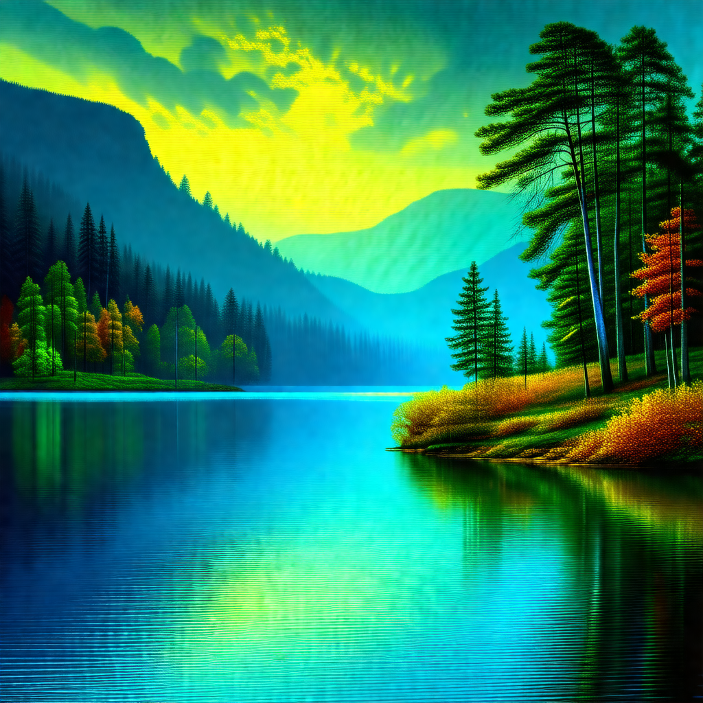 Serene scene of a lake surrounded by trees