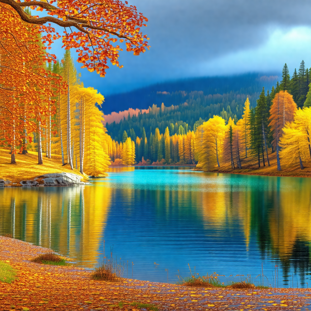 Serene scene of a lake surrounded by trees