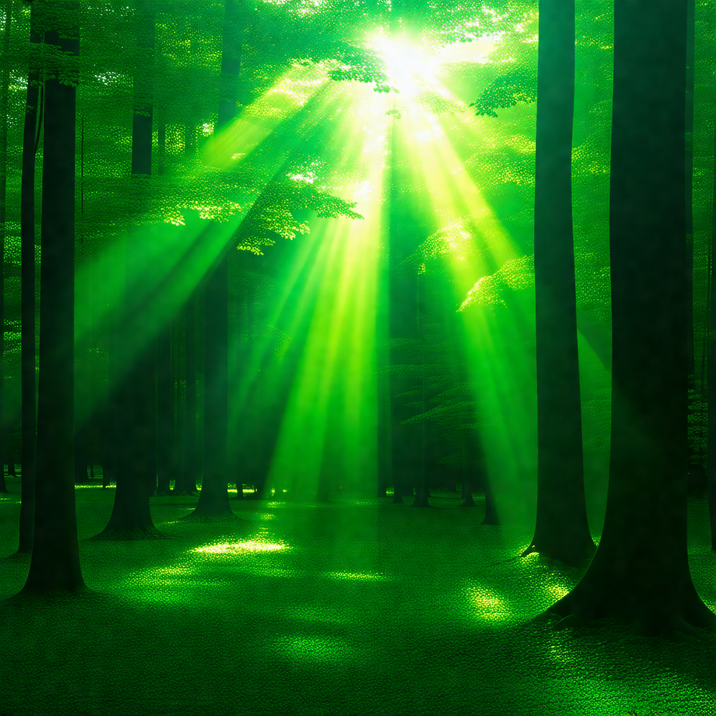 Lush green forest filled with tall trees