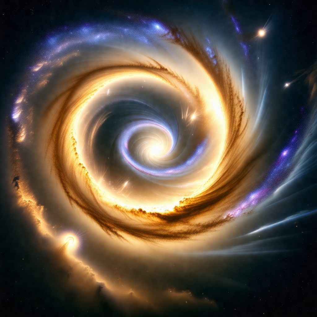 Spiral galaxy with a bright, swirling center