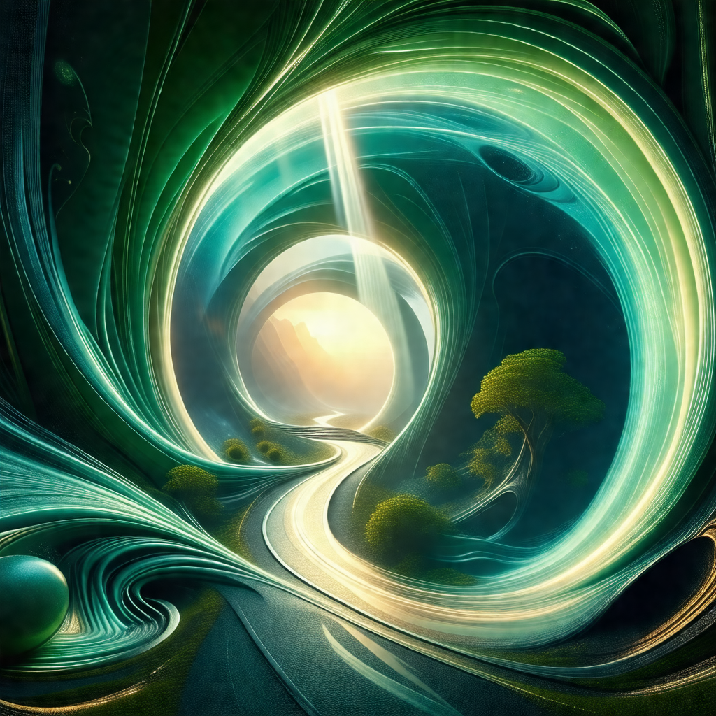 Digital painting of a forest with a winding path that lea...