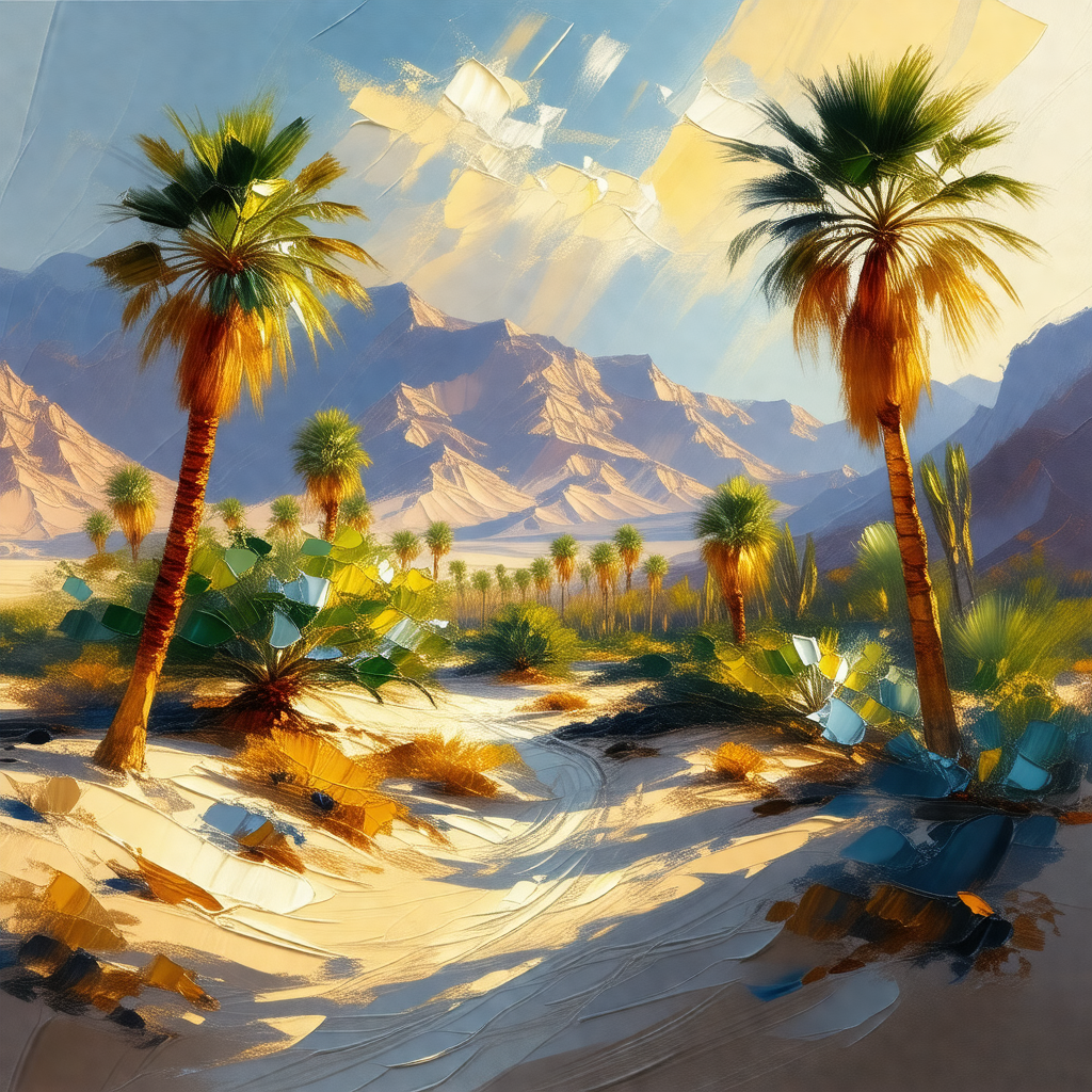 Desert landscape with a sandy road and a mountain range i...