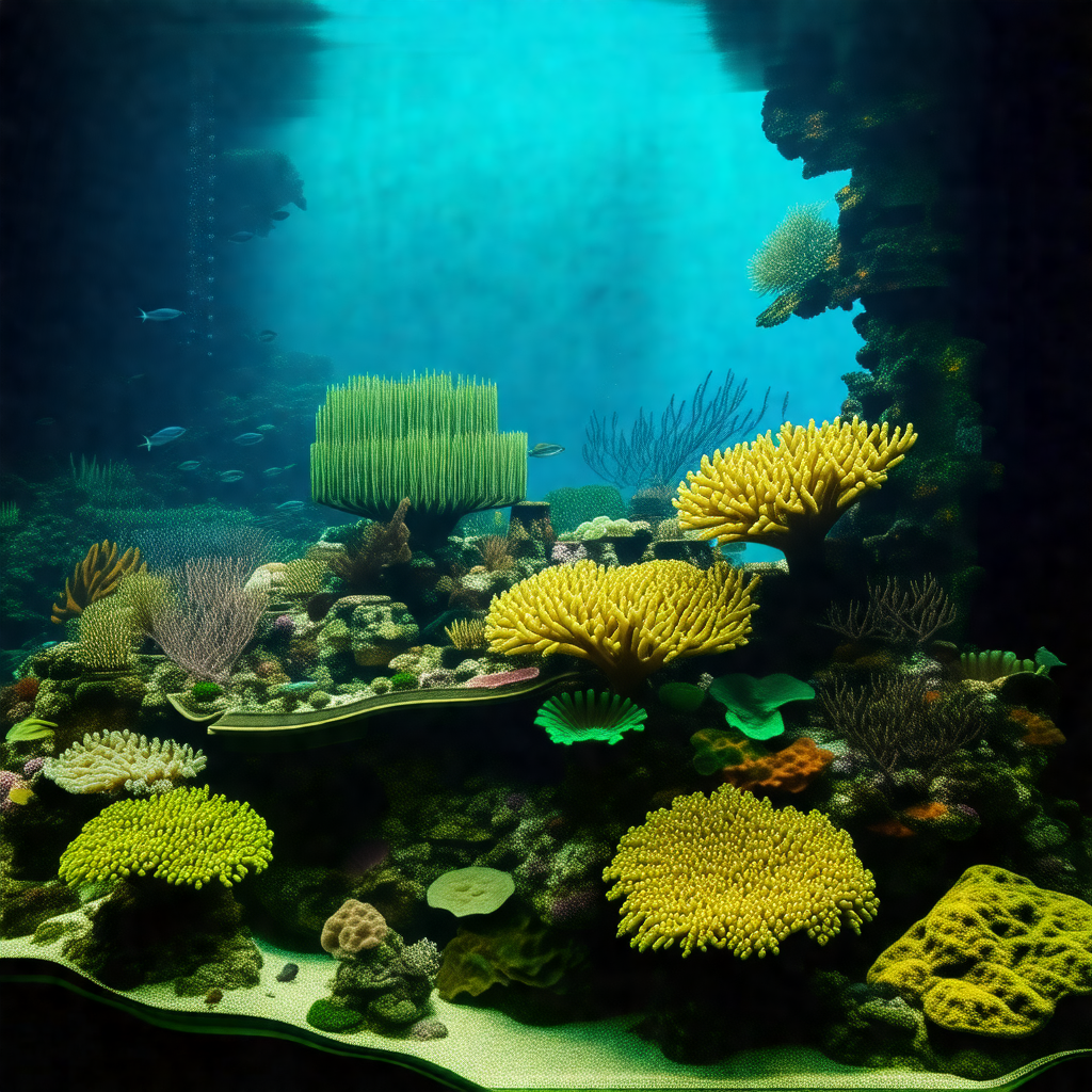 Large aquarium filled with a variety of colorful fish and...
