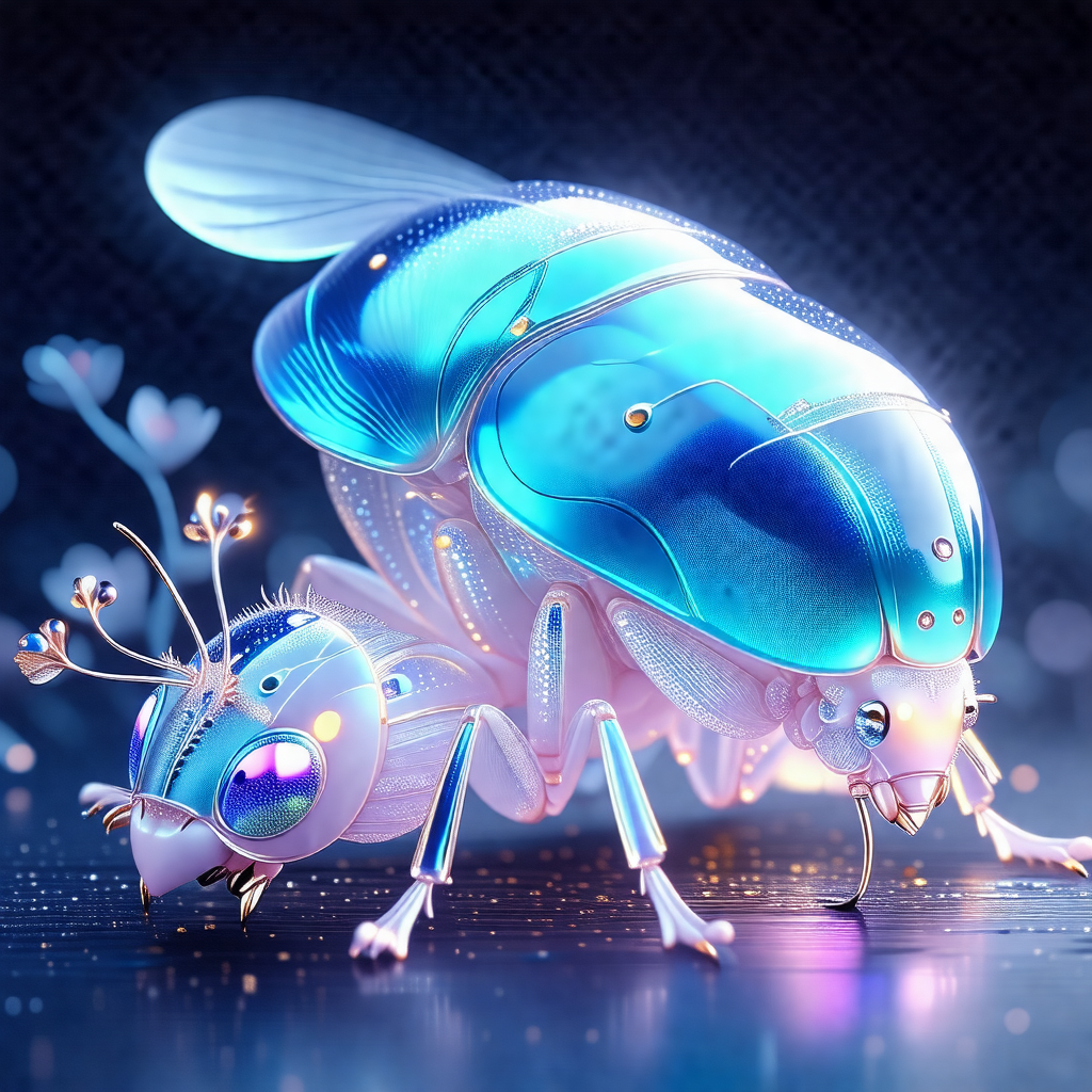 Large blue butterfly with a pink body, standing next to a...