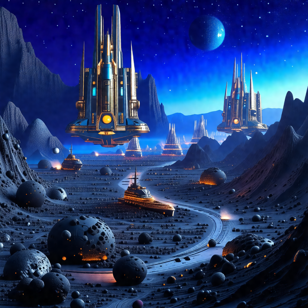 Futuristic scene featuring a city with a large number of ...