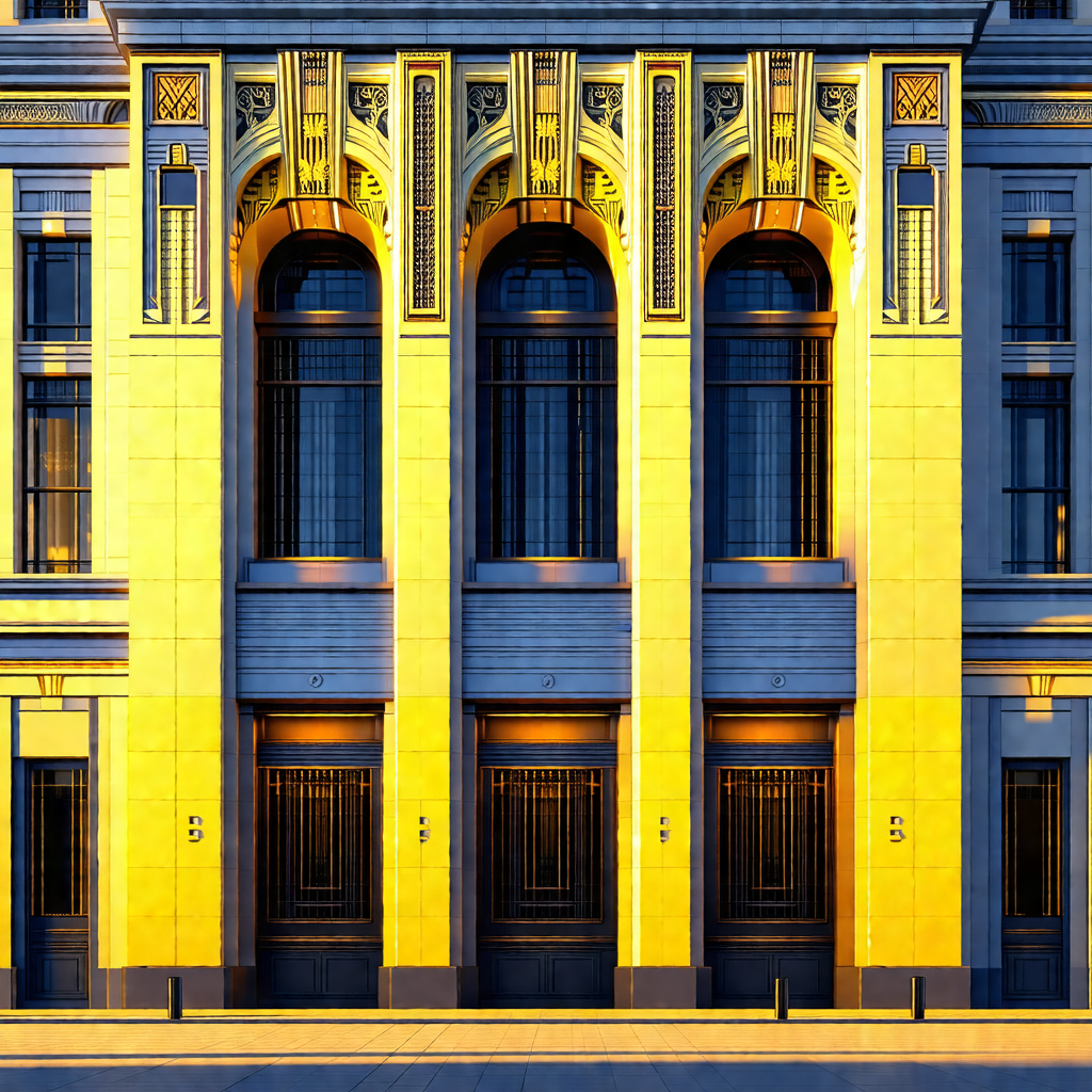 Large, ornate building with a row of arched windows