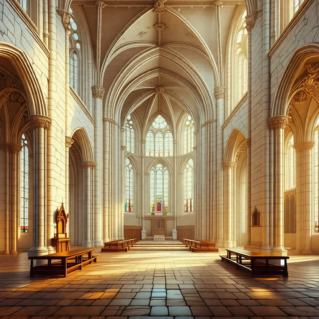 Large, ornate cathedral with a high vaulted ceiling
