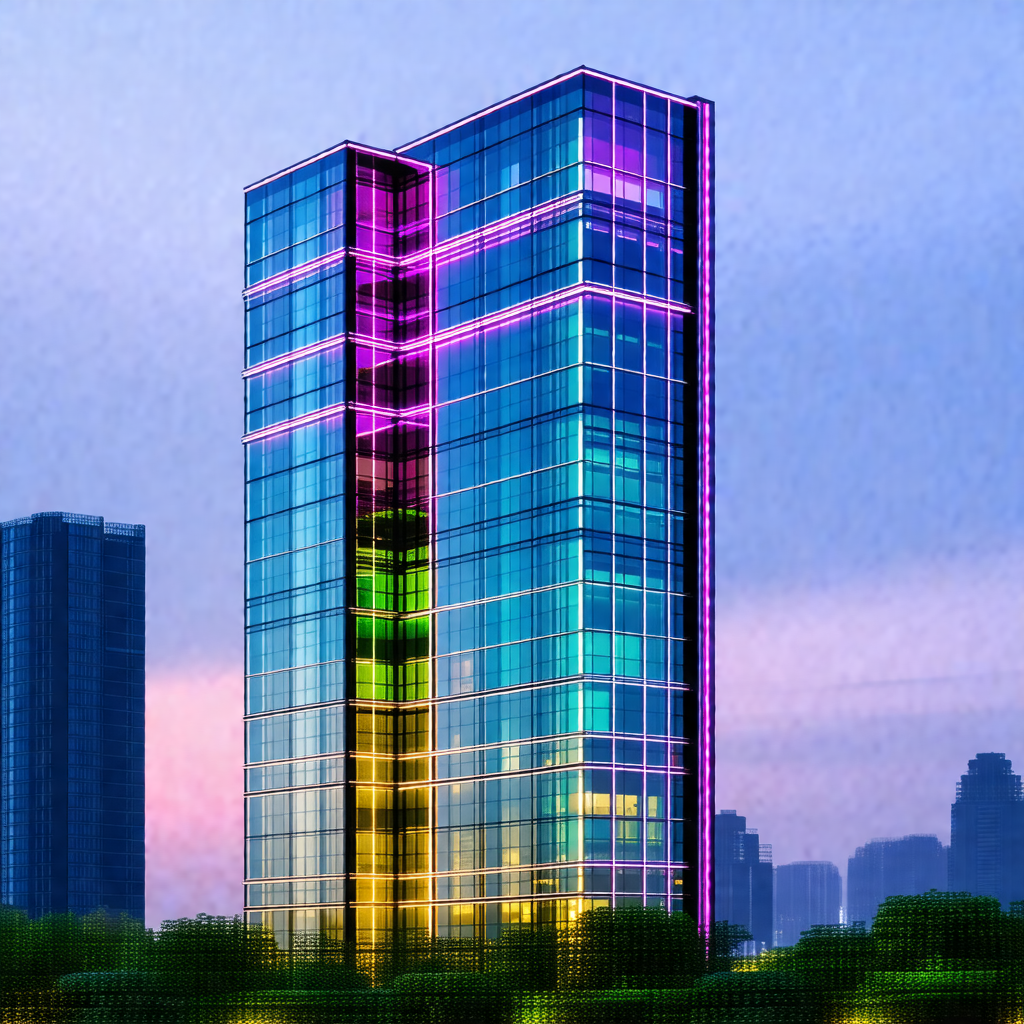 Large, colorful building with a unique design