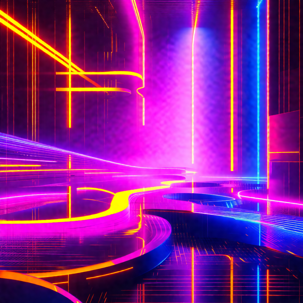 Futuristic scene with a purple and blue color scheme