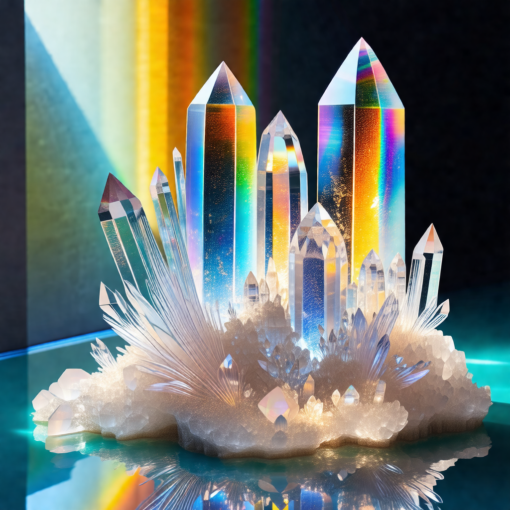 Large, colorful crystal structure that resembles a group ...