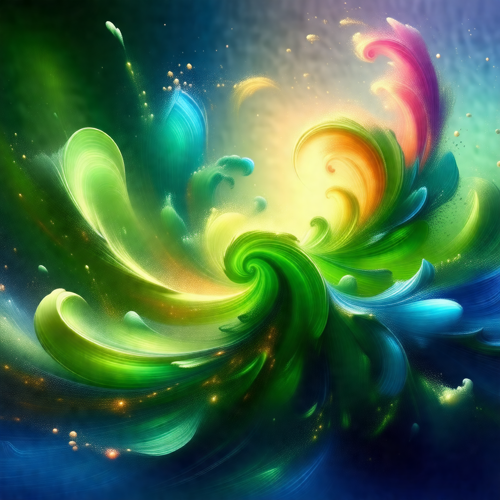 Colorful painting of a swirling, spiraling, and twisting ...