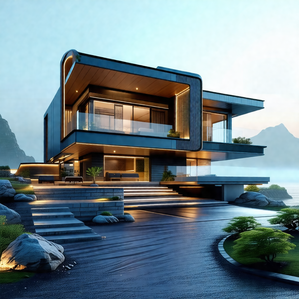 Computer-generated (cgi) rendering of a large, modern hou...