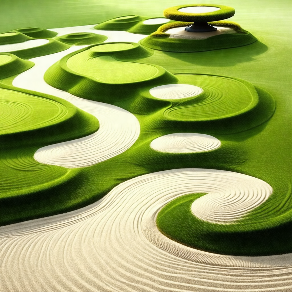 Large, green golf course with a variety of sand traps and...