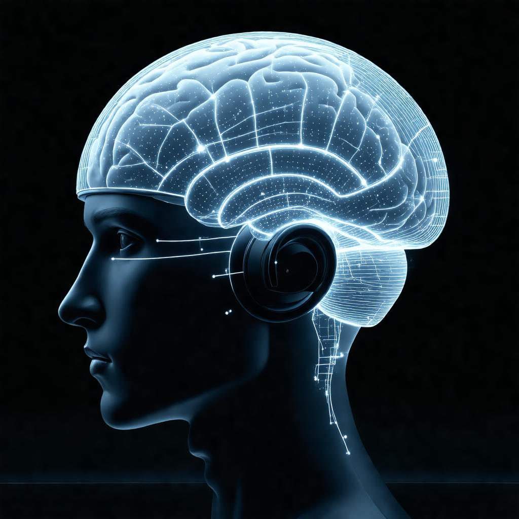 Close-up of a human head, focusing on the frontal area of...