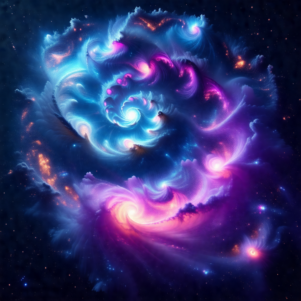 Vibrant and colorful spiral galaxy, which is a swirling m...