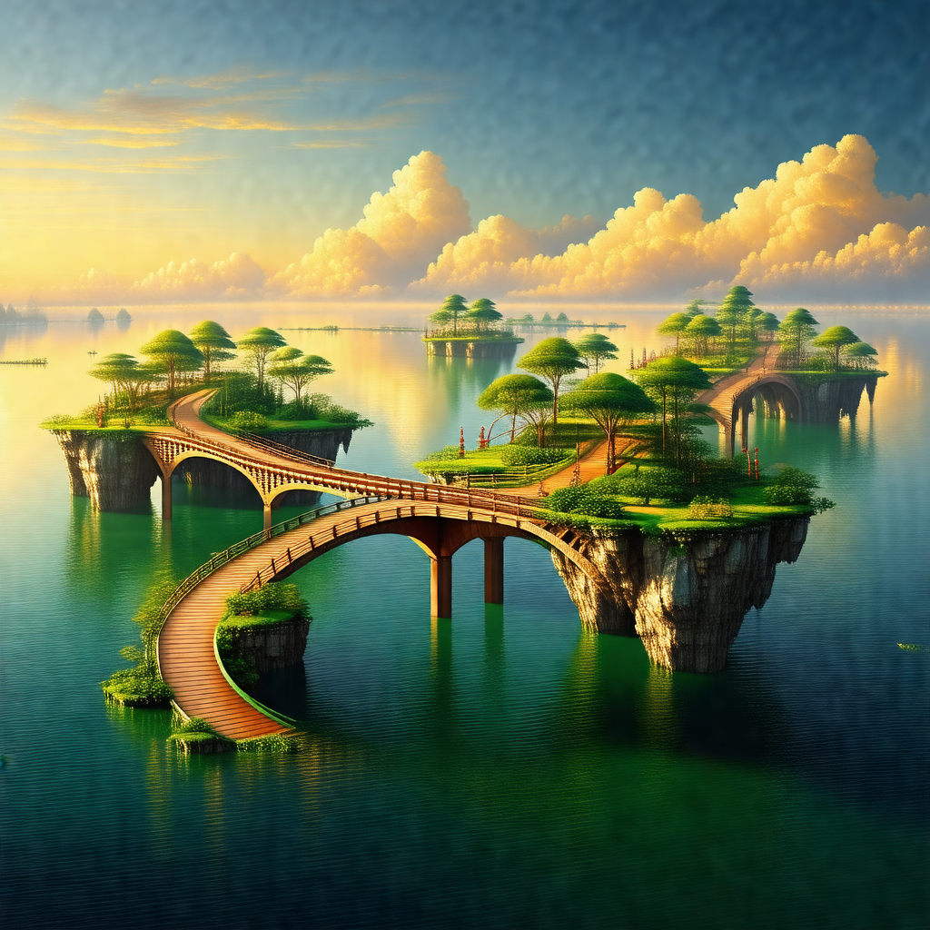 Beautiful island with a bridge connecting it to the mainland