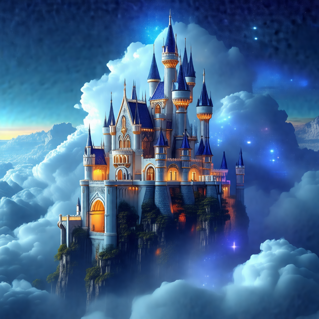 Beautifully designed castle, which appears to be floating...