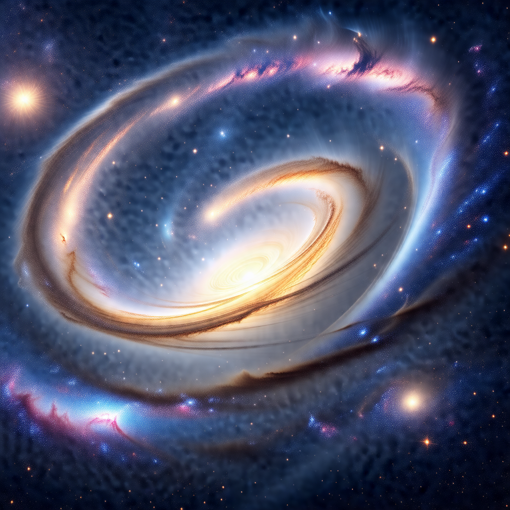 Beautifully detailed space scene featuring a spiral galax...