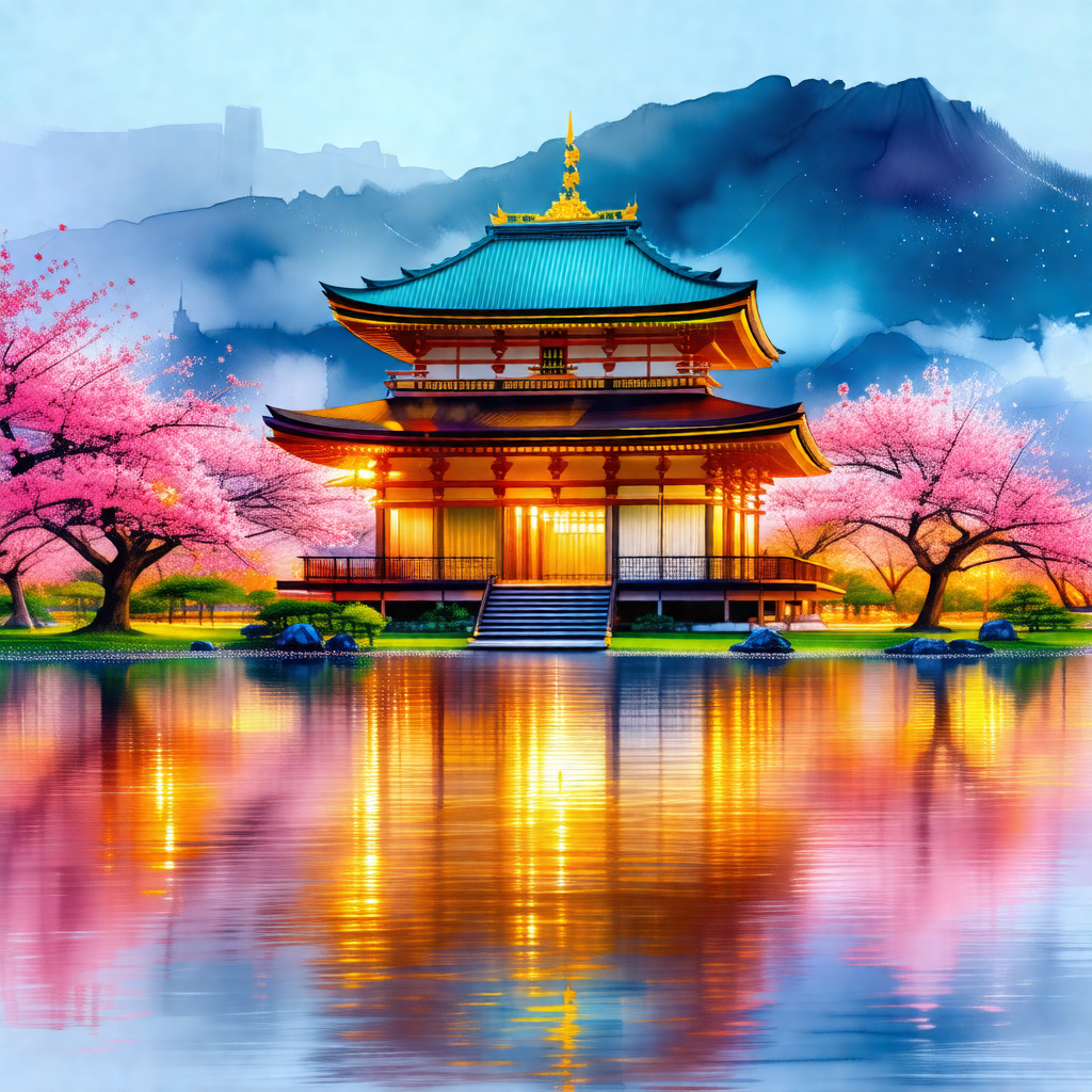 Beautiful japanese temple with a large, ornate roof