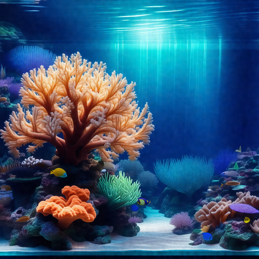 Beautifully decorated aquarium filled with a variety of c...