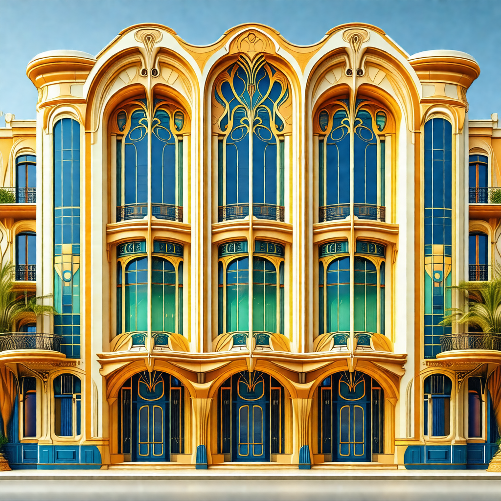 Painting of a large, ornate building with many windows