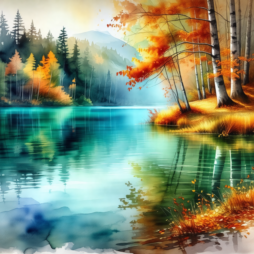 Serene scene of a lake surrounded by trees