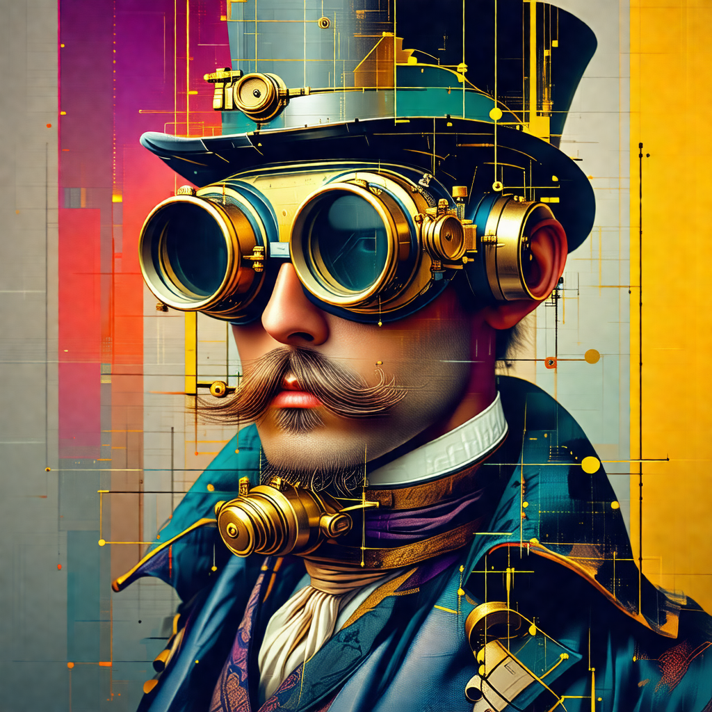Man wearing a top hat and goggles, giving him a futuristi...