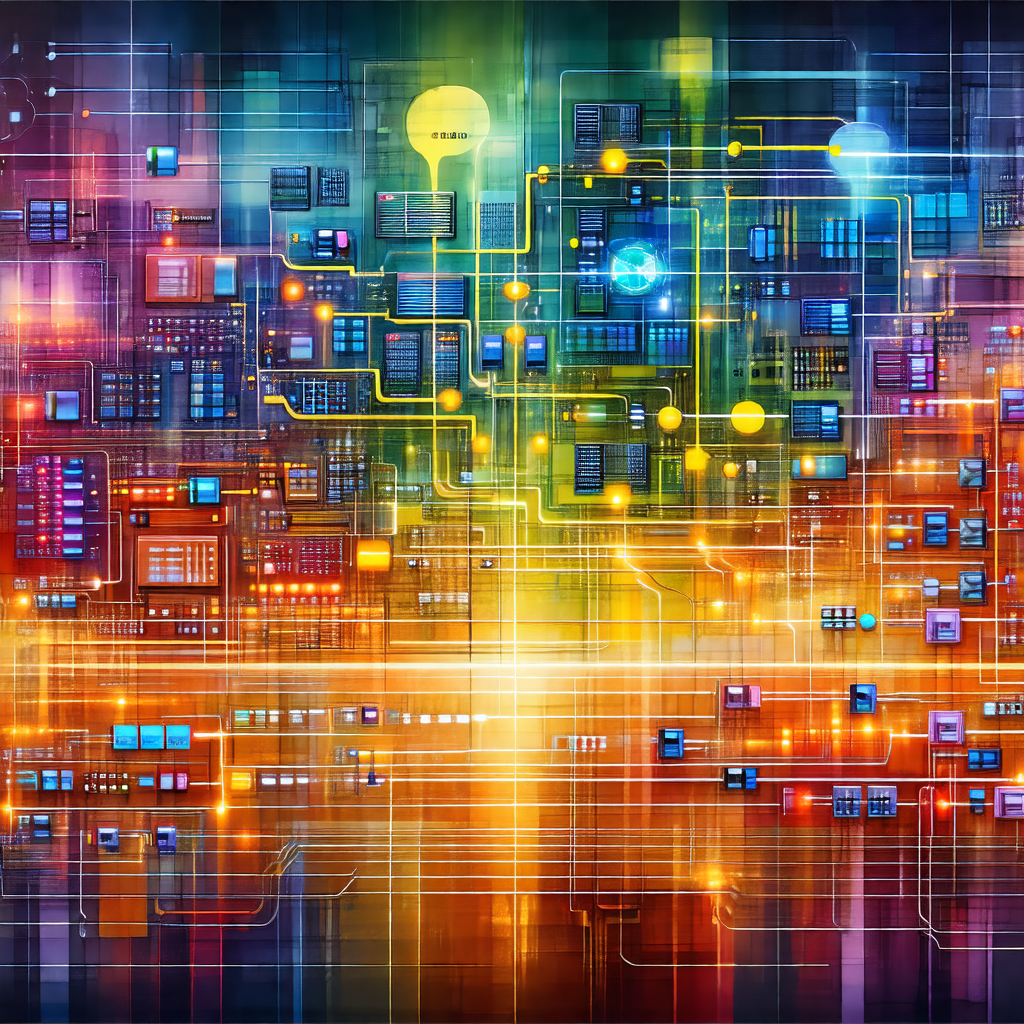 Colorful and detailed illustration of a computer network