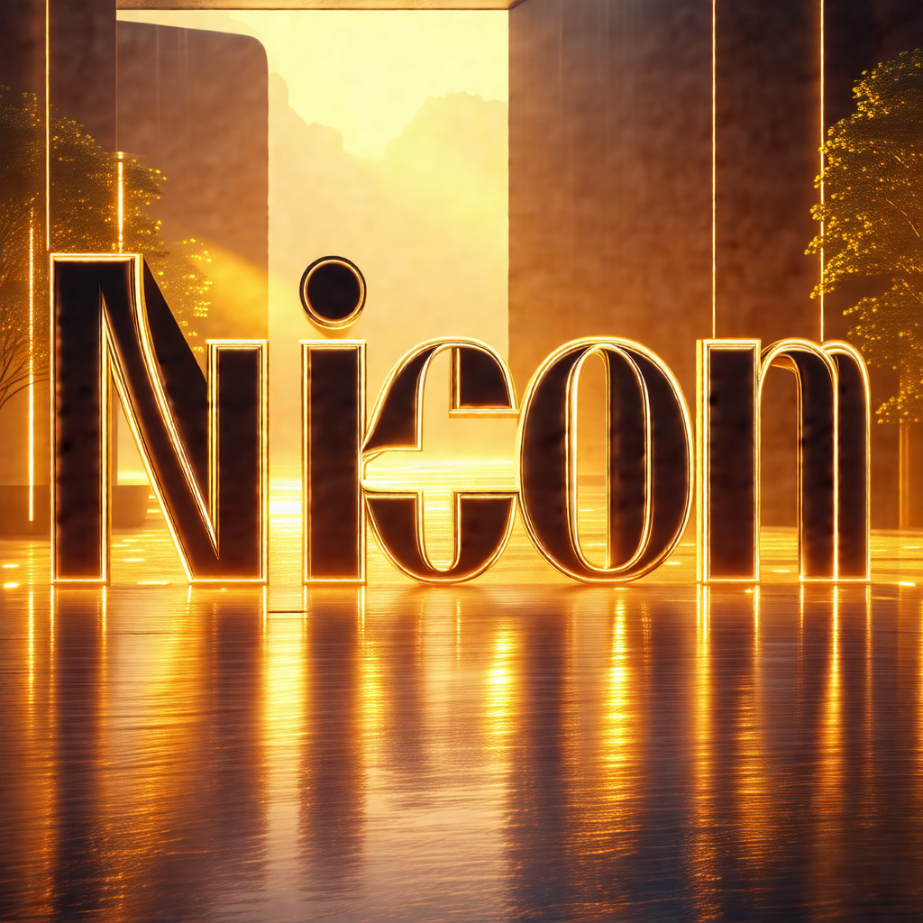 Large, illuminated sign for nikon, a well-known camera co...
