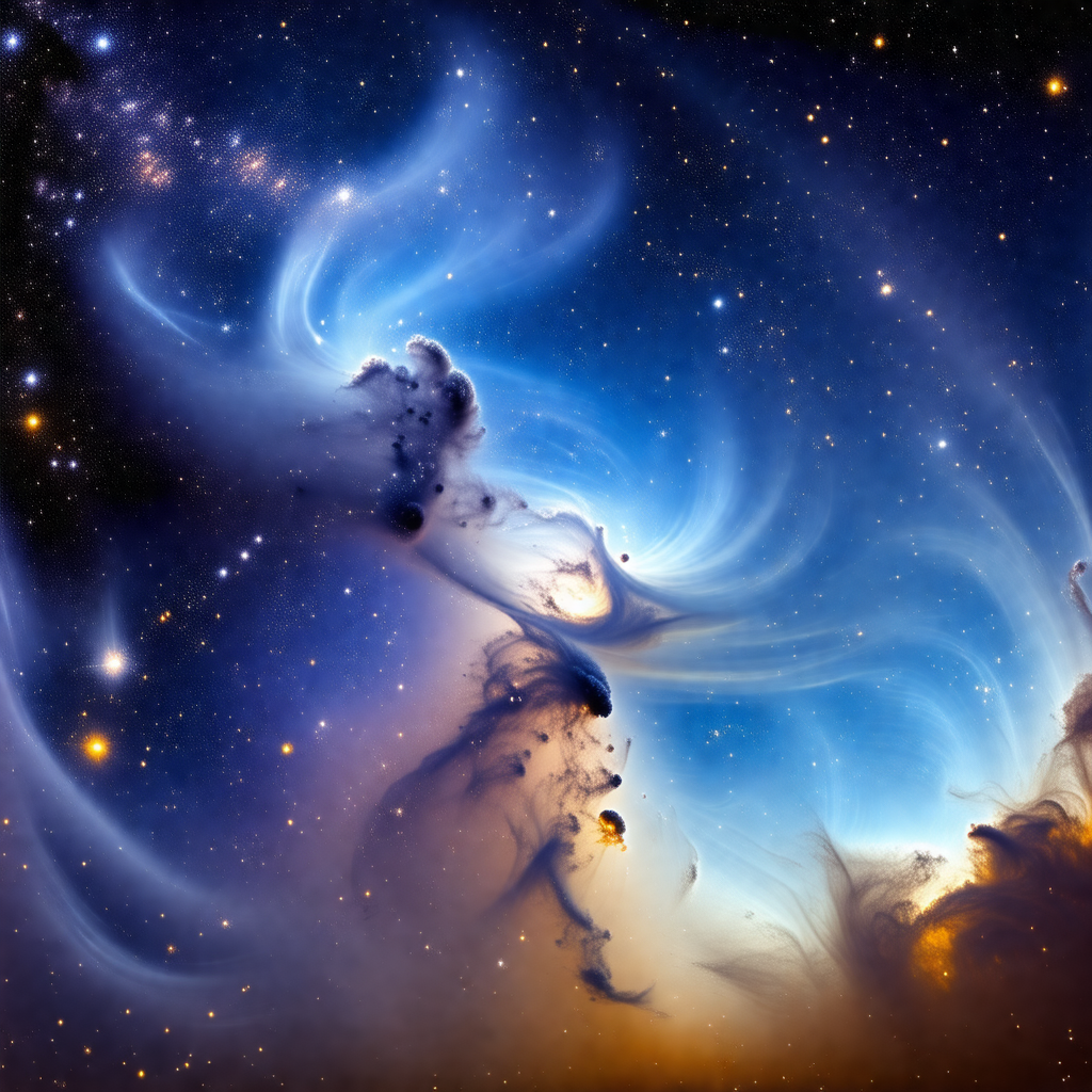 Beautiful night sky filled with stars and nebulae