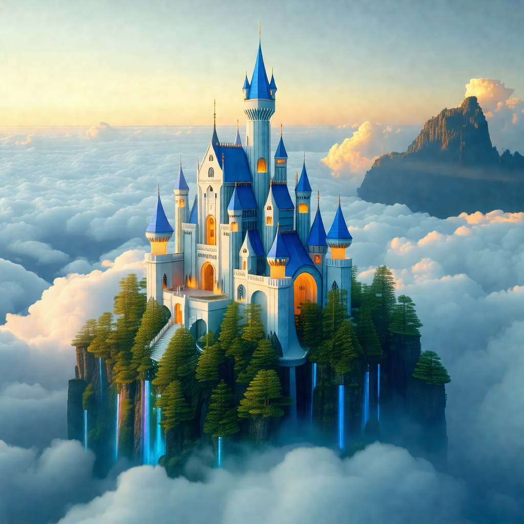 Beautifully designed castle, which appears to be floating...