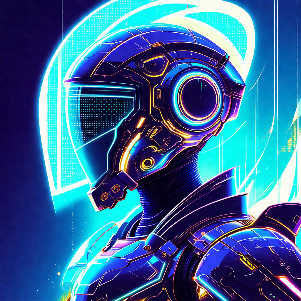 Futuristic illustration of a person wearing a helmet and ...
