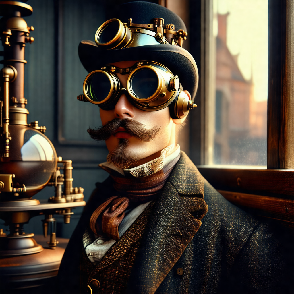 Man wearing a top hat and glasses, giving him a distincti...