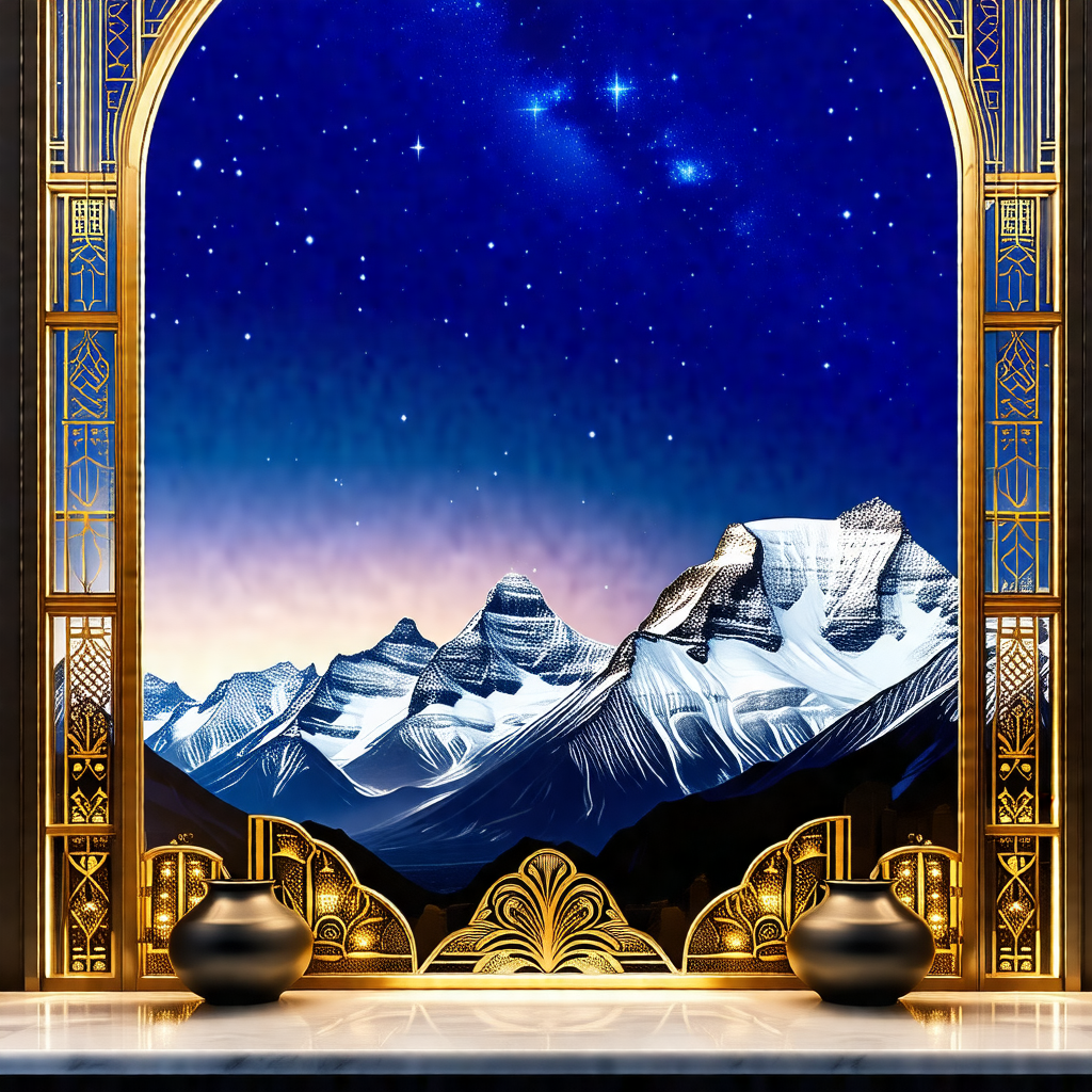 Beautiful mountain range with snow-capped peaks, as seen ...