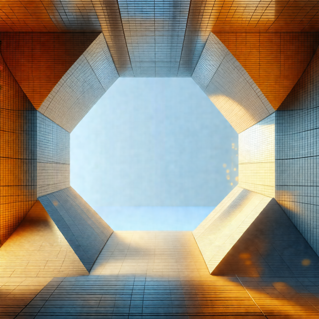 Large, open, and empty room with a blue sky visible throu...