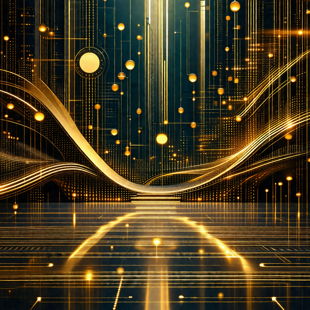 Futuristic scene with a large, curved, and shiny surface
