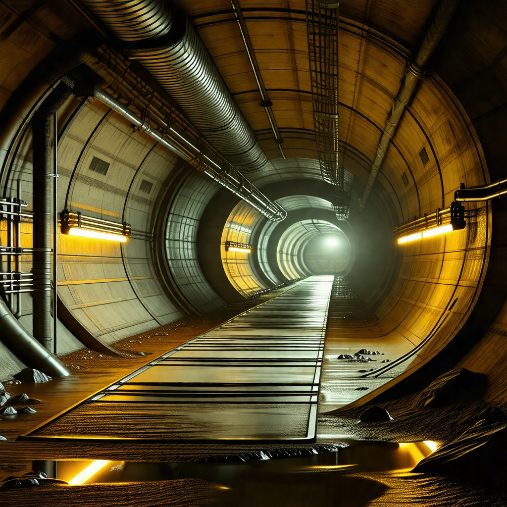 Train traveling through a tunnel