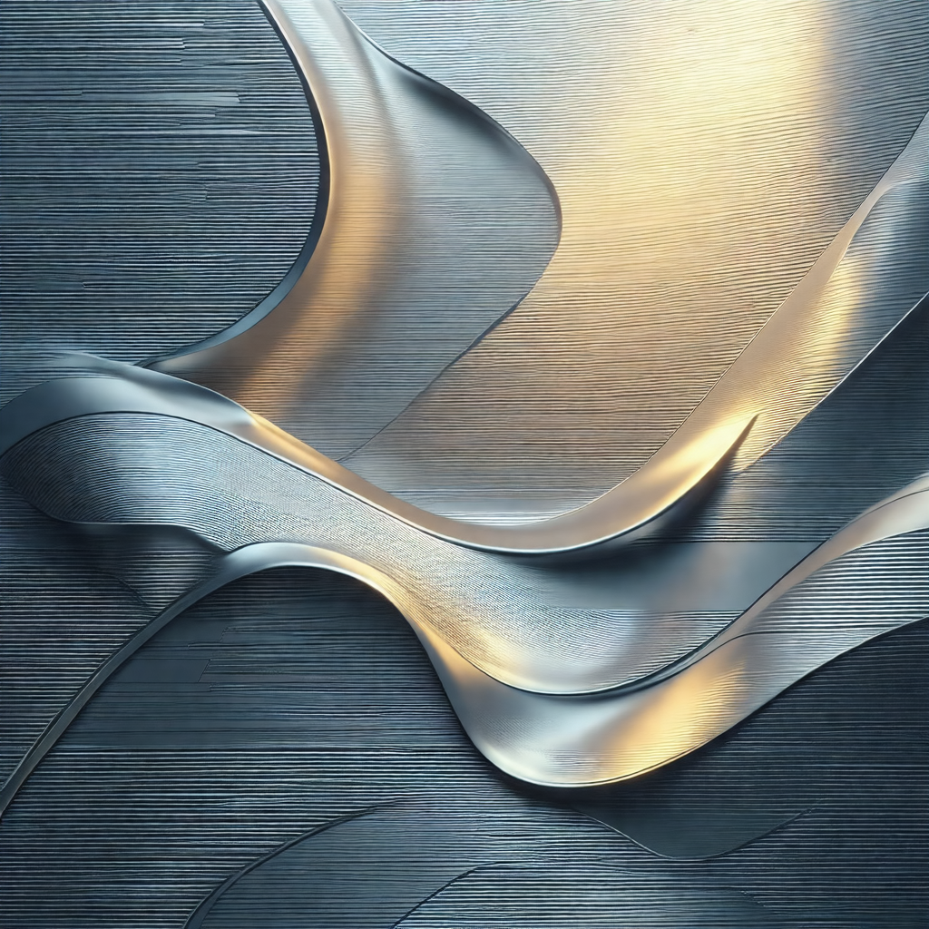 Large, shiny metal sculpture that resembles a wave