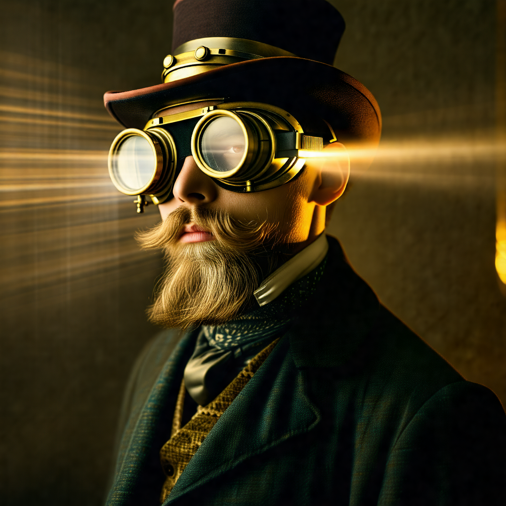 Man wearing a top hat and glasses, giving him a distincti...