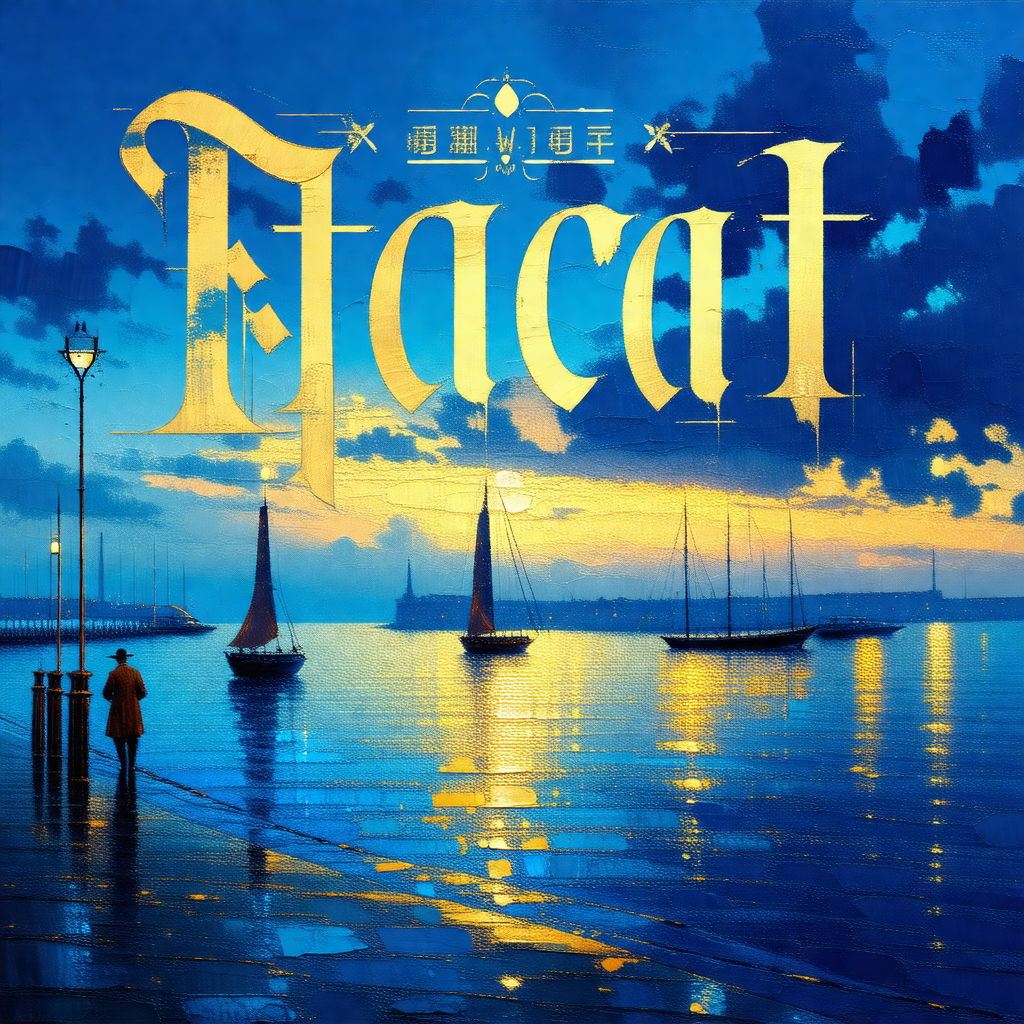 Painting of a harbor at sunset