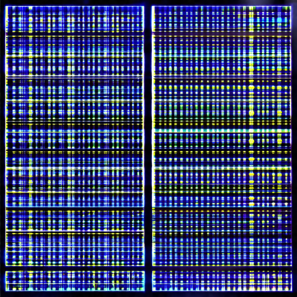 Large blue and yellow checkered pattern, which is reminis...