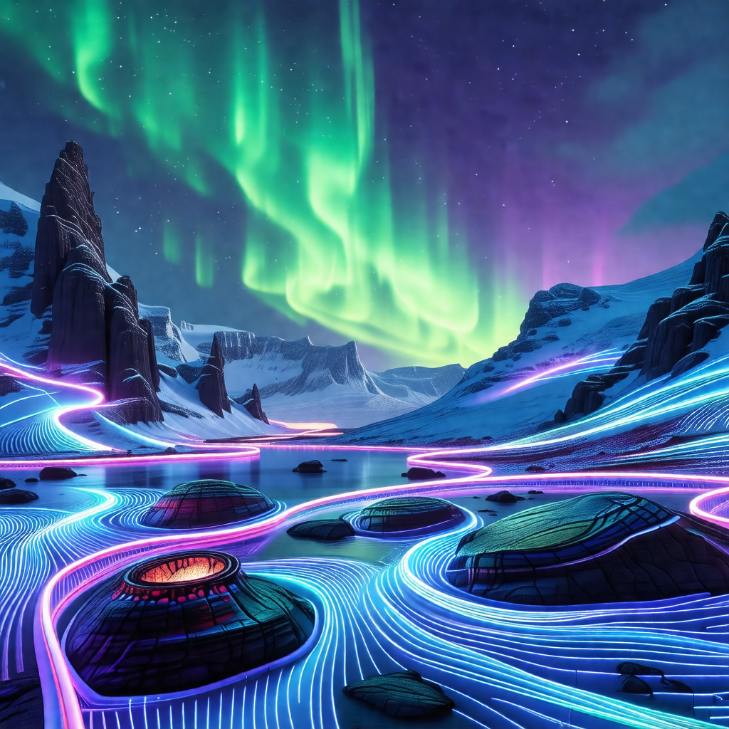 Beautifully drawn digital artwork featuring a mountainous...