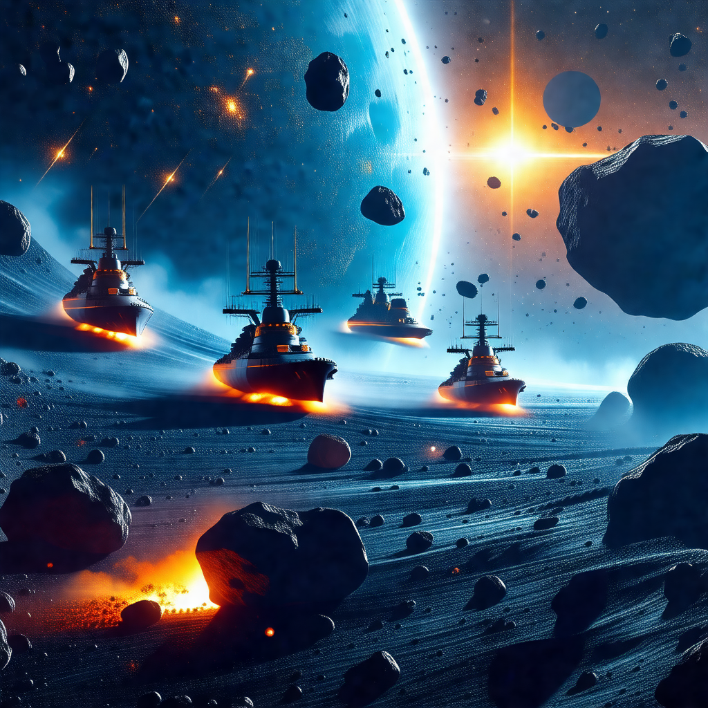 Group of five small boats floating in space, with each bo...