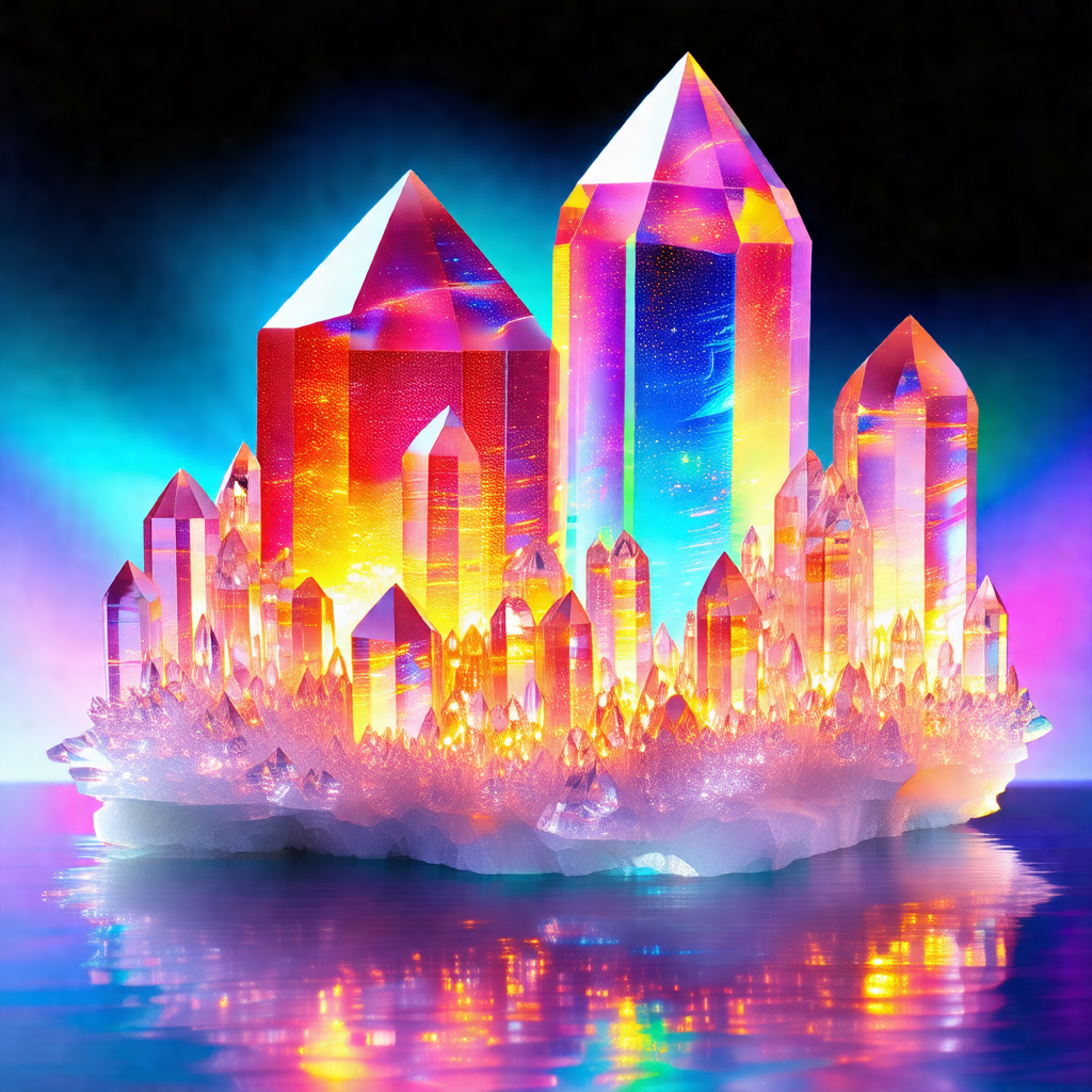Colorful display of crystals, possibly a sculpture or a p...
