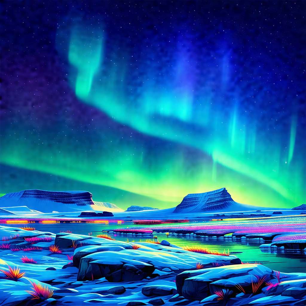 Beautiful night scene with a vibrant display of colorful ...