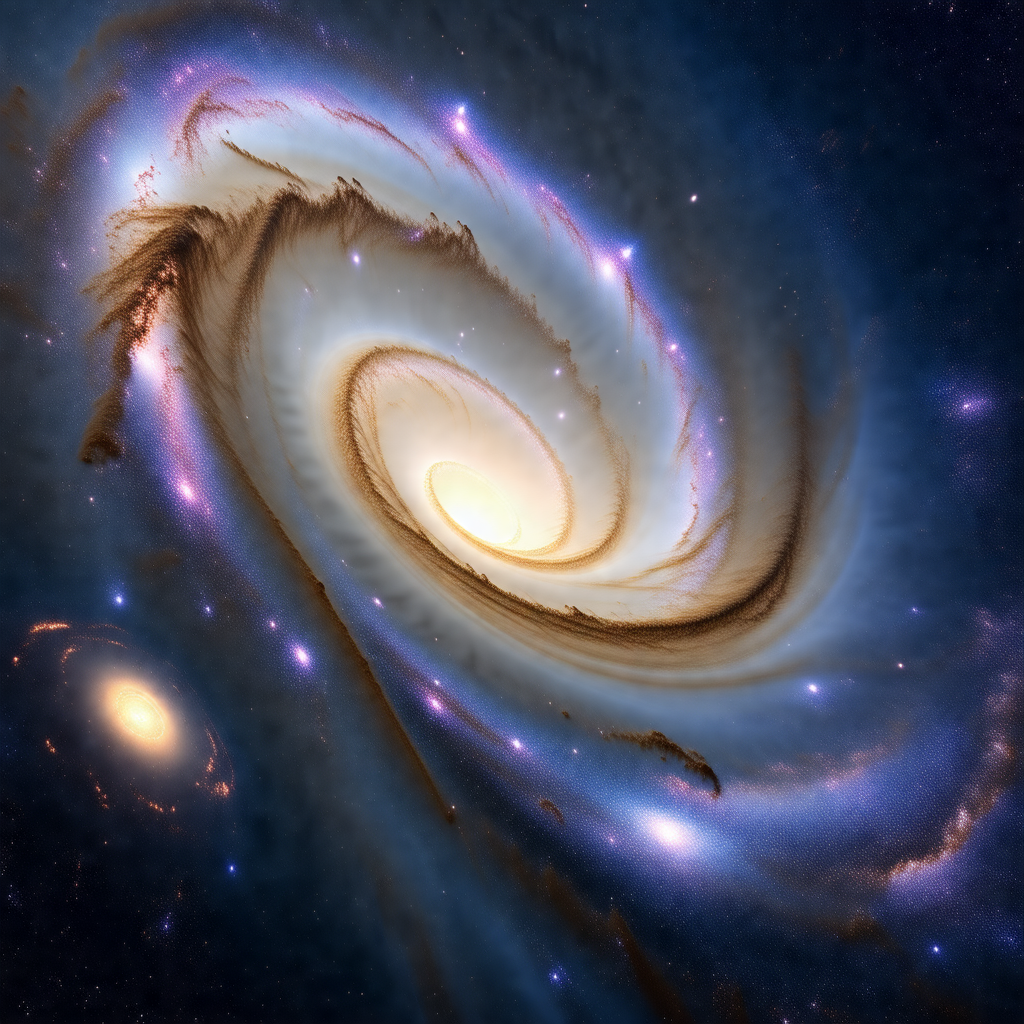 Beautiful spiral galaxy with a bright center, surrounded ...