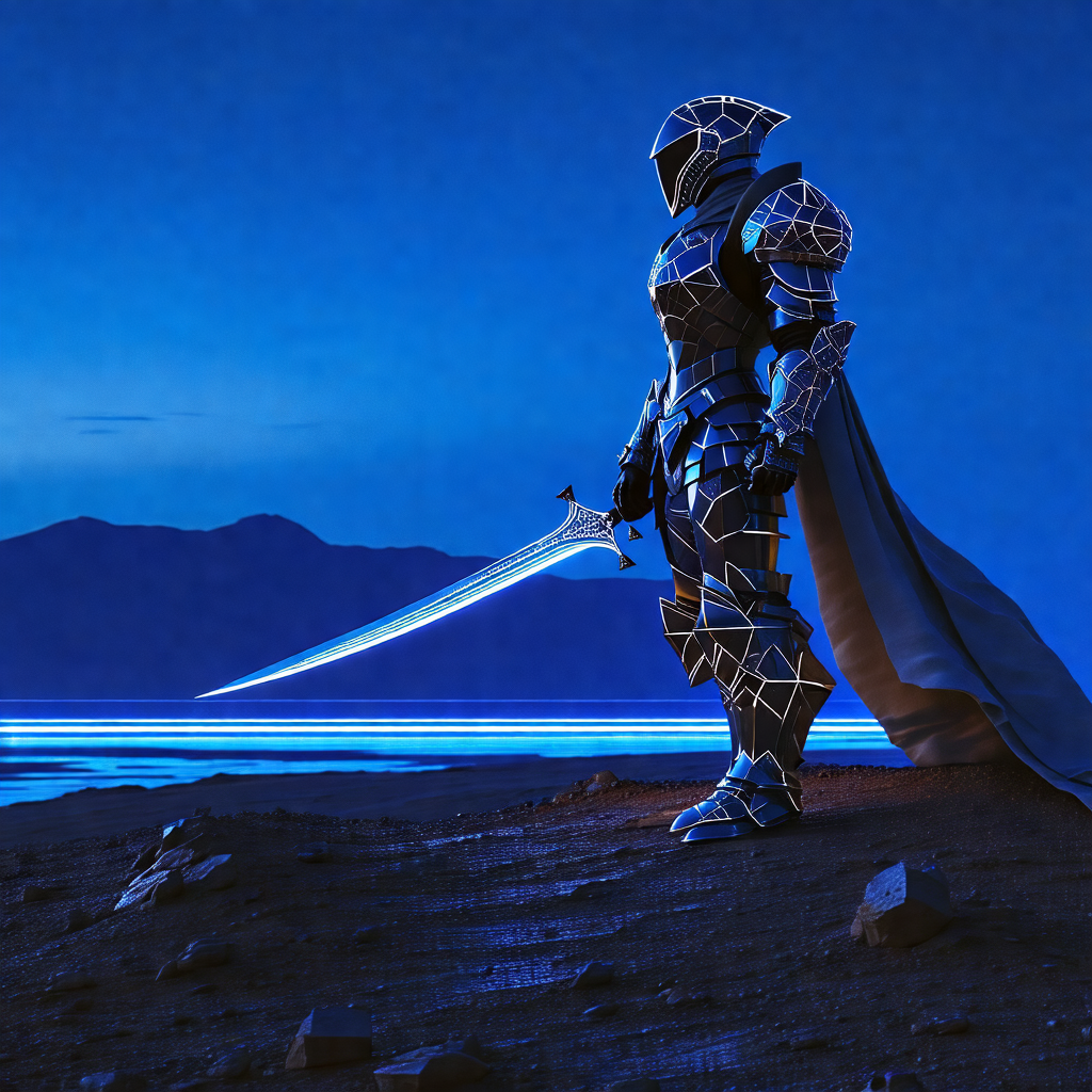 Person dressed in a futuristic suit, standing on a rocky ...