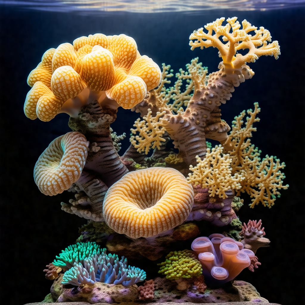 Vibrant underwater scene with a variety of colorful coral...