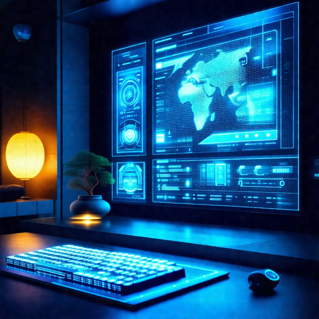 Computer desk with a keyboard and a mouse placed on it