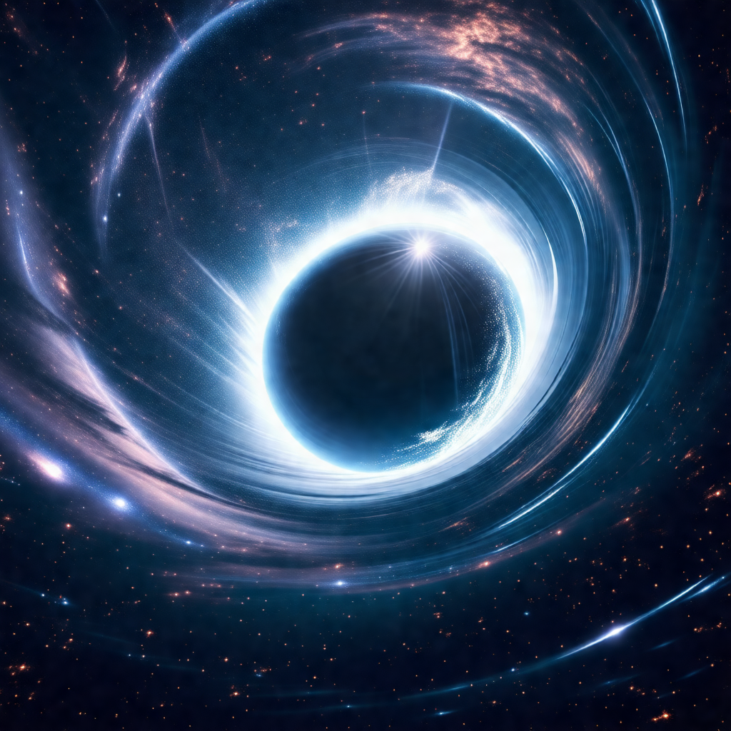 Large, dark, and swirling hole in the middle of a bright,...